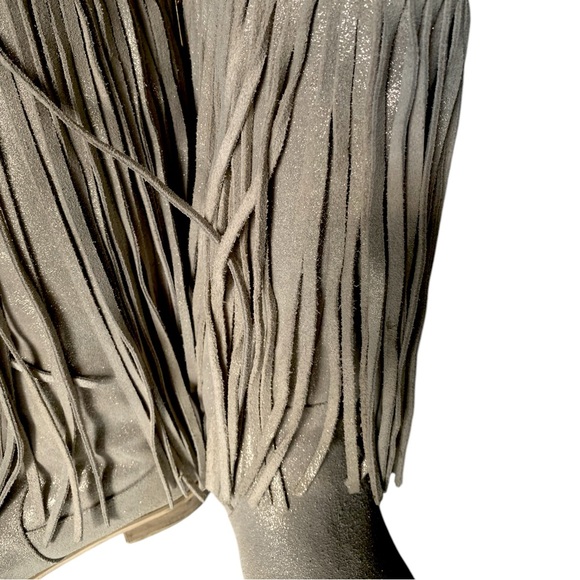 Joyfolie Willowbark Fringe Boots Youth Knee-High Suede Faux Fur Lining Cowgirl - Picture 7 of 11